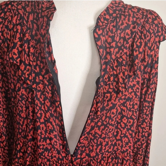 Zara blogger favorite tiered ruffled long sleeve print dress SZ L - Picture 7 of 9